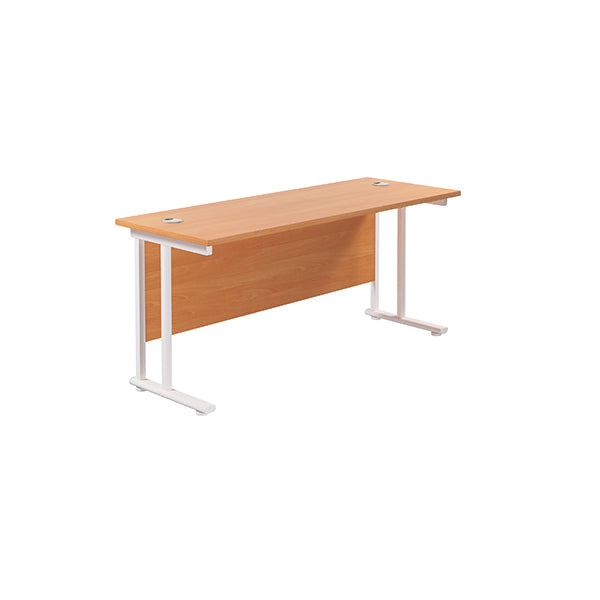 Jemini Rectangular Cantilever Desk 1800x600x730mm Beech/White KF806622