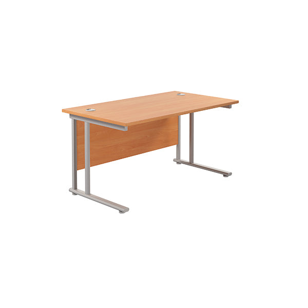Jemini Rectangular Cantilever Desk 1400x800x730mm Beech/Silver KF806929