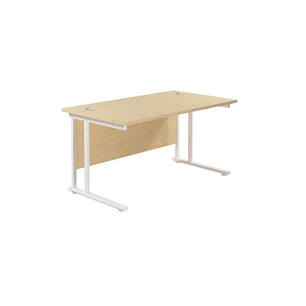 Jemini Rectangular Cantilever Desk 1400x800x730mm Maple/White KF807025