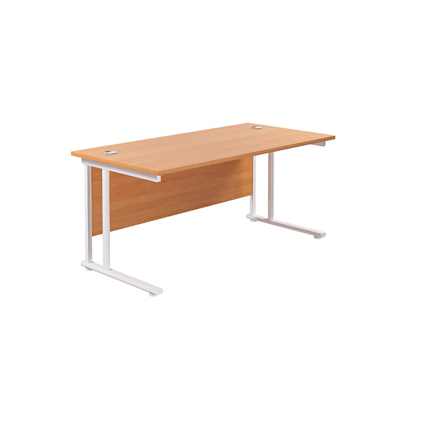 Jemini Rectangular Cantilever Desk 1600x800x730mm Beech/White KF807100