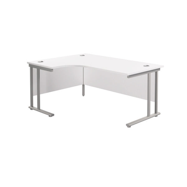 Jemini Radial Left Hand Cantilever Desk 1800x1200x730mm White/Silver KF807797