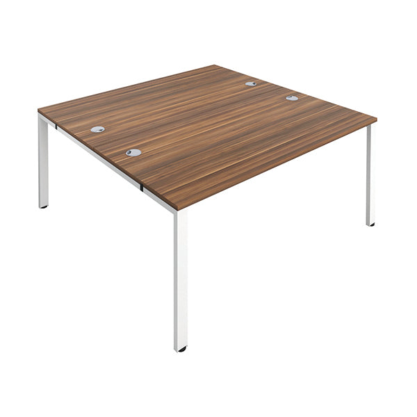 Jemini 2 Person Bench Desk 1200x1600x730mm Dark Walnut/White KF808718