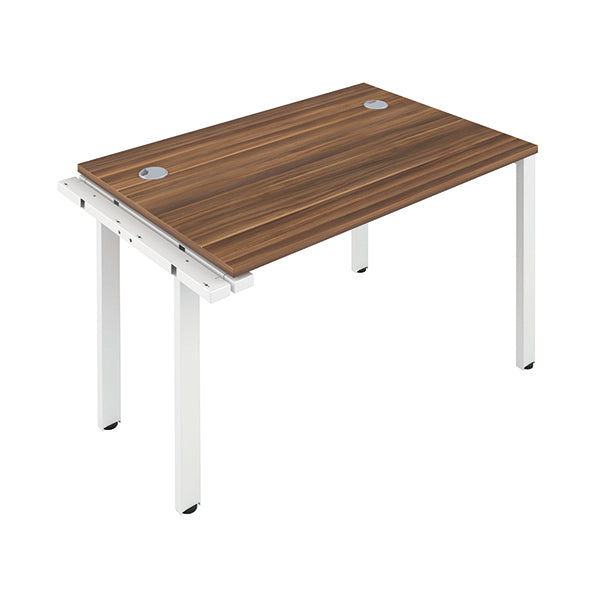 Jemini 1 Person Extension Bench Desk 1400x800x730mm Dark Walnut/White KF808954