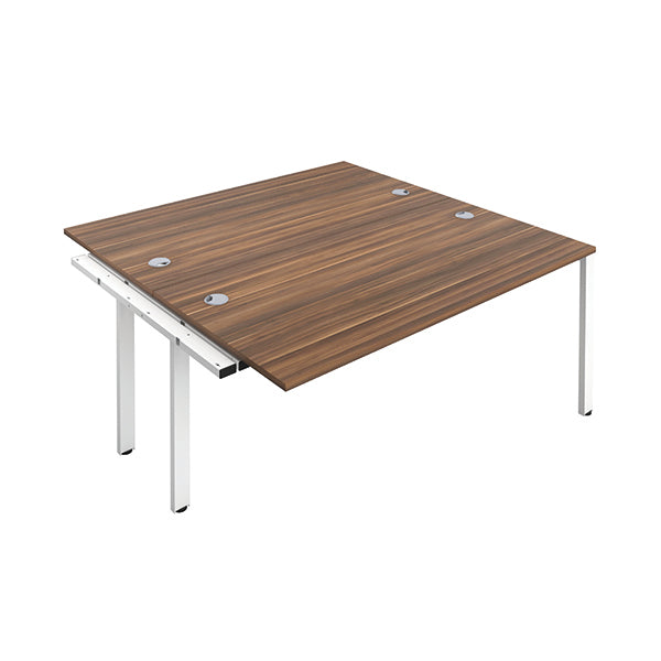 Jemini 2 Person Extension Bench Desk 1400x1600x730mm Dark Walnut/White KF809012