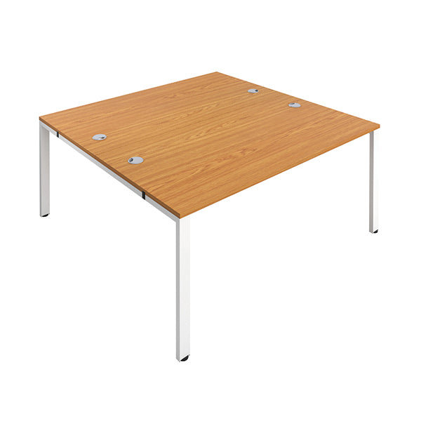 Jemini 2 Person Bench Desk 3200x1600x730mm Nova Oak/White KF809401