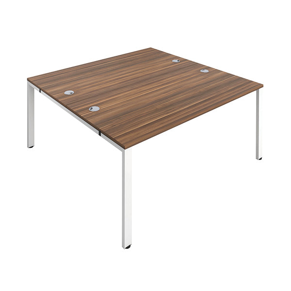 Jemini 2 Person Bench Desk 3200x1600x730mm Dark Walnut/White KF809432