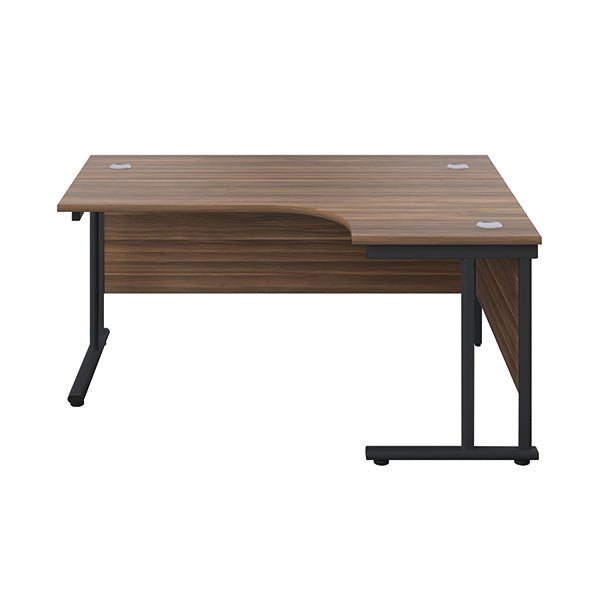 Jemini Radial Right Hand Double Upright Cantilever Desk 1600x1200x730mm Dark Walnut/Black KF820444