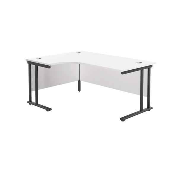 Jemini Radial Left Hand Double Upright Cantilever Desk 1800x1200x730mm White/Black KF820543