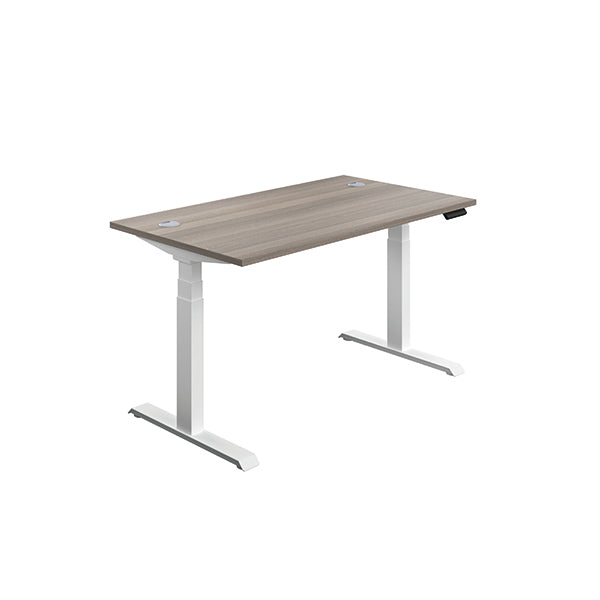 First Sit/Stand Desk 1600x800x630-1290mm Grey Oak/White KF820789