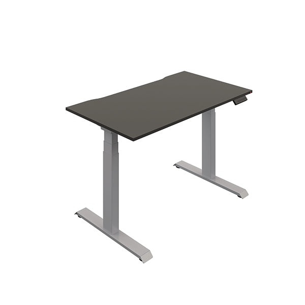Okoform Dual Motor Sit/Stand Heated Desk 1400x800x645-1305mm Black/Silver KF822482