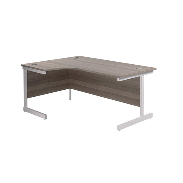 Jemini Radial Left Hand Single Upright Desk 1600x800-1200x730mm Grey Oak/White KF822701