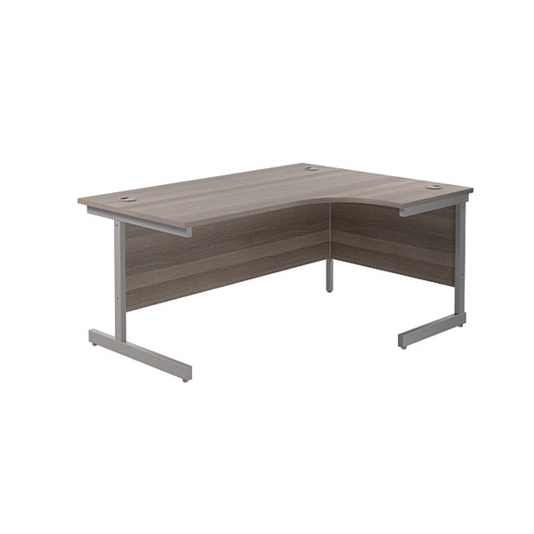 Jemini Radial Right Hand Single Upright Desk 1600x800-1200x730mm Grey Oak/Silver KF822711