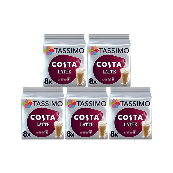 Tassimo Costa Latte Coffee 16 Pods x5 Pack (Pack of 80) 4056534