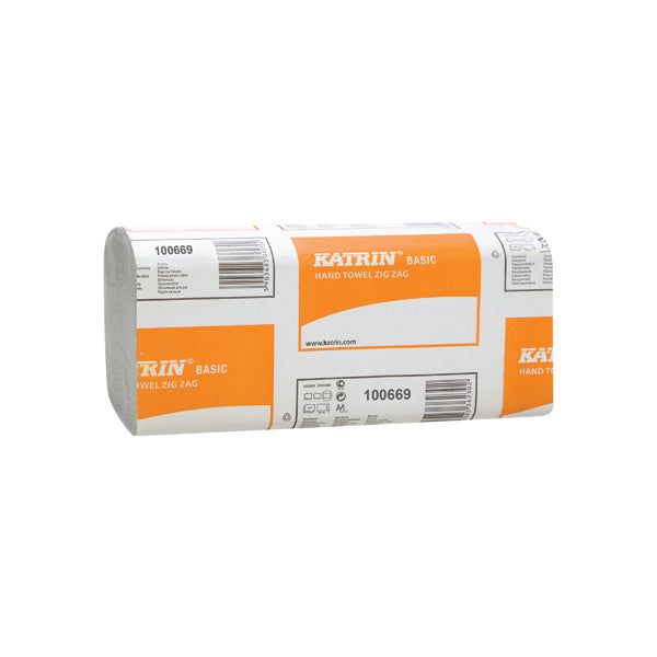 Katrin Zig Zag Hand Towels 1-Ply White (Pack of 5000) 100669