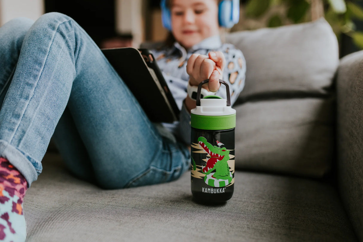 BPA free water bottle with Straw lid-Crocodile