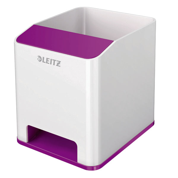 Leitz WOW Sound Pen Holder Dual Colour White/Purple 53631062