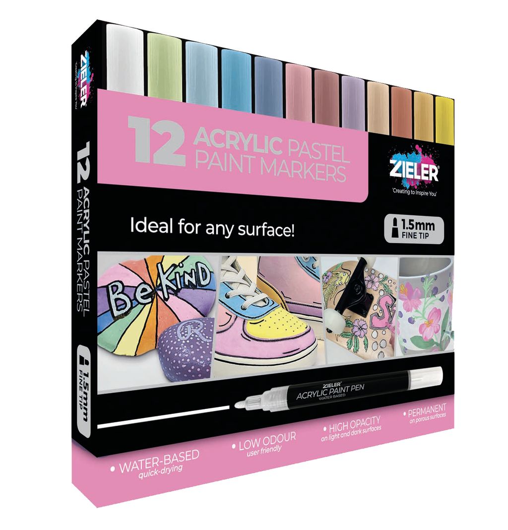 Zieler 2 Acrylic Pastel Paint Pens - Fine Pastel Shades