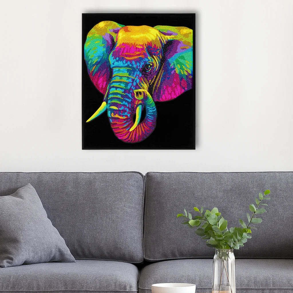 Diamond Dotz Flock Canvas 35x46cm Kit - Neon Elephant