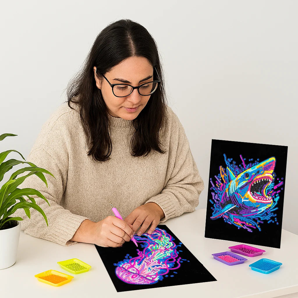 Diamond Dotz Dotzies Neon Flock 20x25cm - Sea Life (4 Pack)