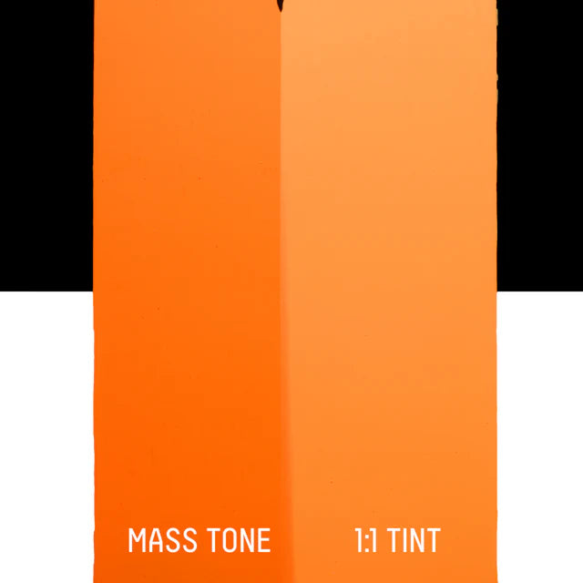 Two vertical orange stripes with 'Mass Tone' and '1:1 Tint' text on a white background.