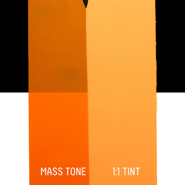 Orange swatch with black and white horizontal stripes in the background