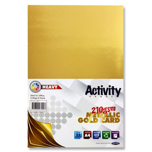 Premier Activity A4 Card 25 Sheets - Gold