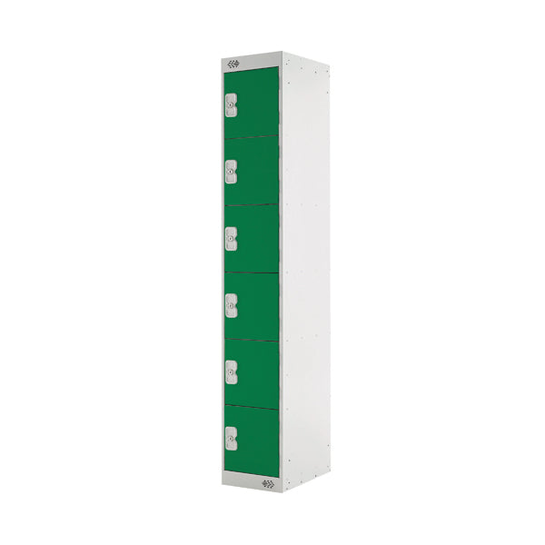 Six Compartment Locker 300x450x1800mm Green Door MC00070