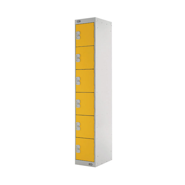 Six Compartment Locker 300x450x1800mm Yellow Door MC00072