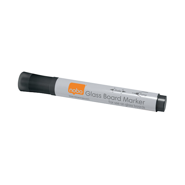 Nobo Glass Whiteboard Marker Black (Pack of 4) 1905322