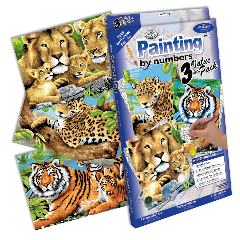 Royal & Langnickel 3 Piece Paint By Numbers Junior Jungle Cats Set