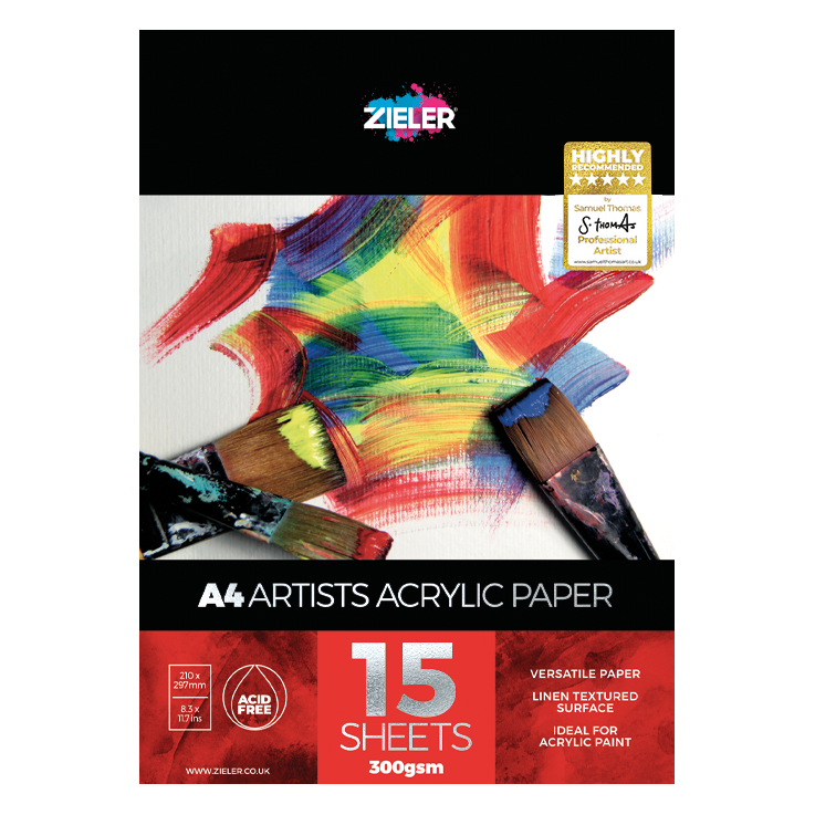 Zieler 30 Piece Acrylic Paint Set - Paints, Pad and Brushes