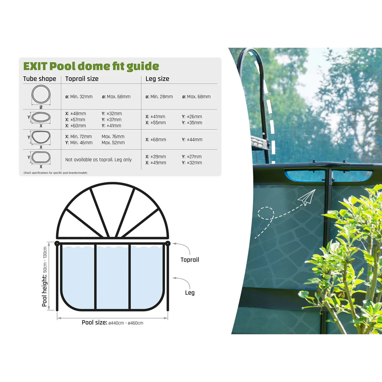EXIT Dome for Frame Pool Eco- 15ft/ø440-460cm