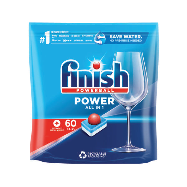 Finish Powerball Dishwasher Tablets Power All in 1 Max Original (Pack of 60) 3206592/SINGLE