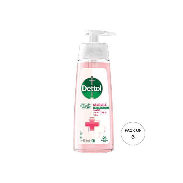 Dettol Hand Sanitiser Gel Pump 200ml Camomile (Pack of 6) 3180295