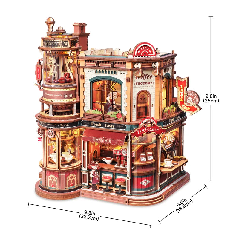 ROKR Music Box Wooden 3D Puzzle - Dream Coffee Factory
