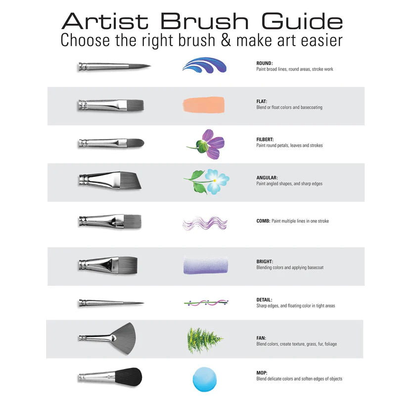 Gold Taklon Long Handle Brush Set (12 Pieces)