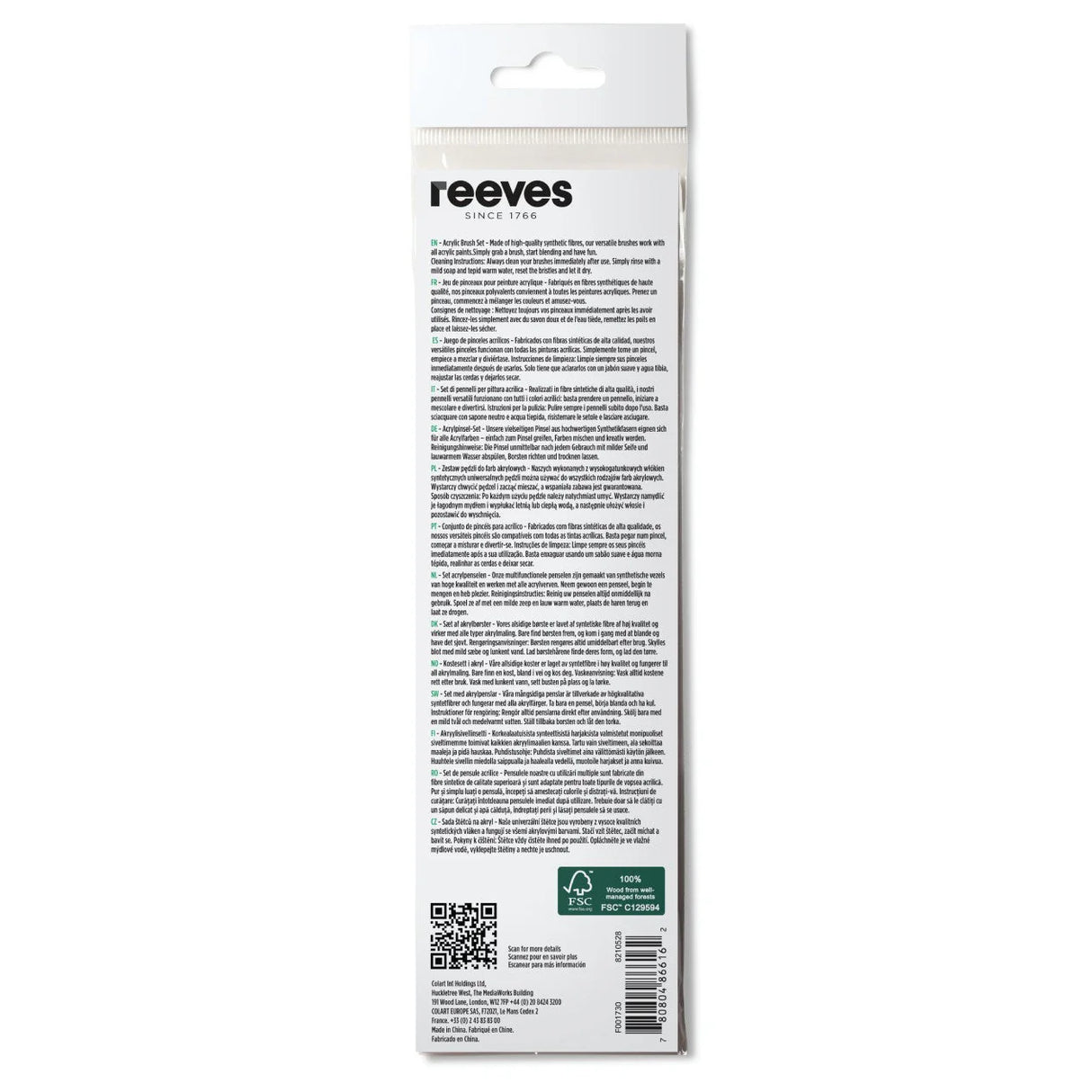Reeves Acrylic Short Handle Brushes (Pack of 7)
