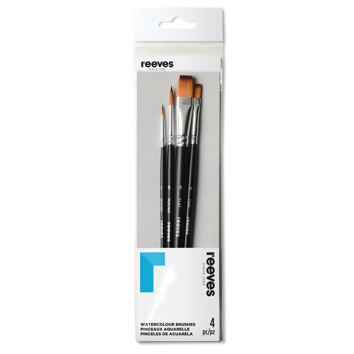 Reeves Watercolour Short Handle Brushes (4 Pack)