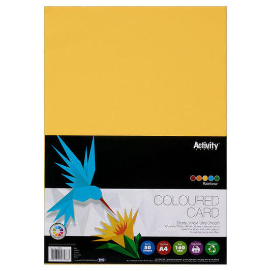Premier A4 Colour Card 50 Sheet Bright Colours