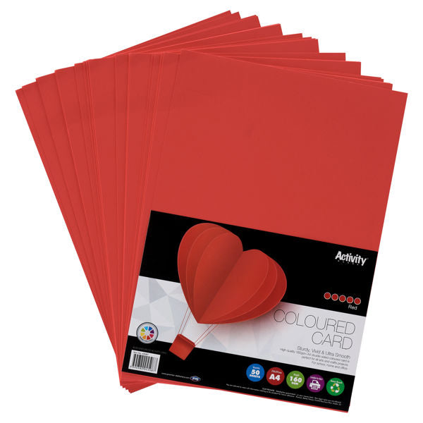 A4 160gsm Card - Red (50 Sheets)