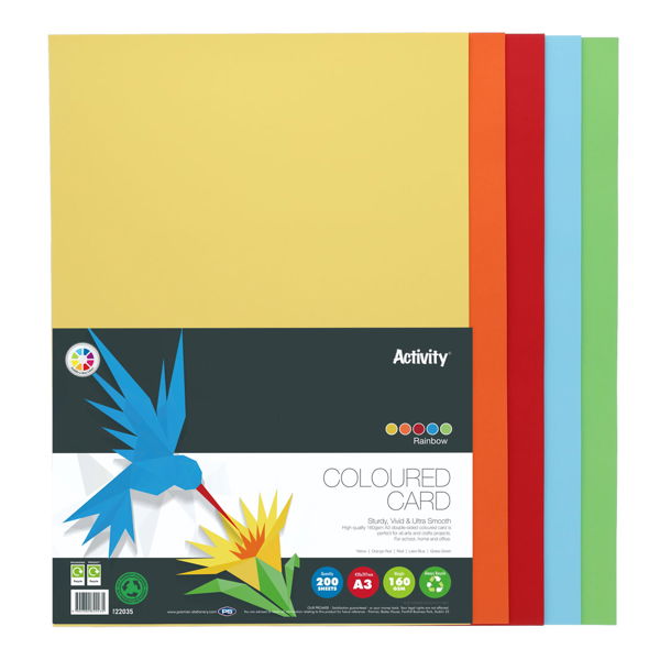 Premier Activity A3 160gsm Card - Rainbow (200 Sheets)