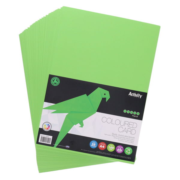A4 160gsm Colour Card - Parrot Green (50 Sheets)
