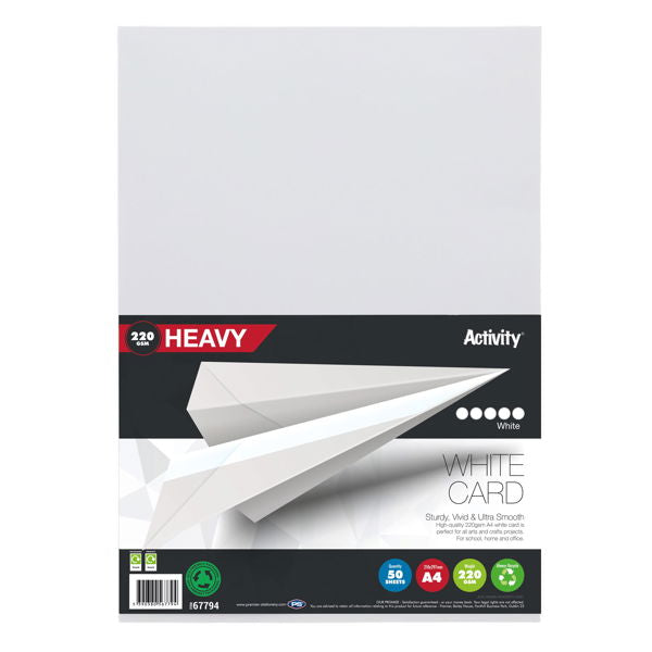 Premier Activity A4 220gsm Heavy Card - White (50 Sheets)
