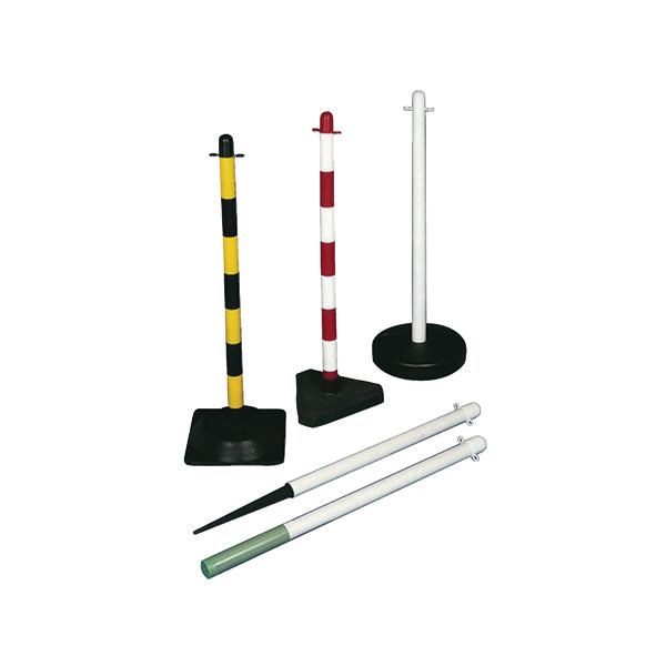 VFM Red/White Freestanding Post with Rubber Square Base 371441