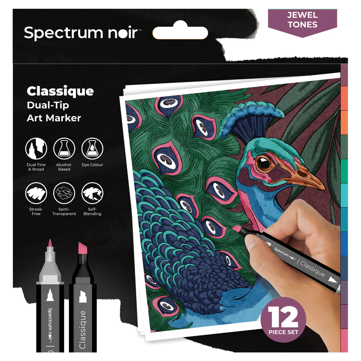 Spectrum Noir Classique Markers - Jewel Tones (12 Pack)