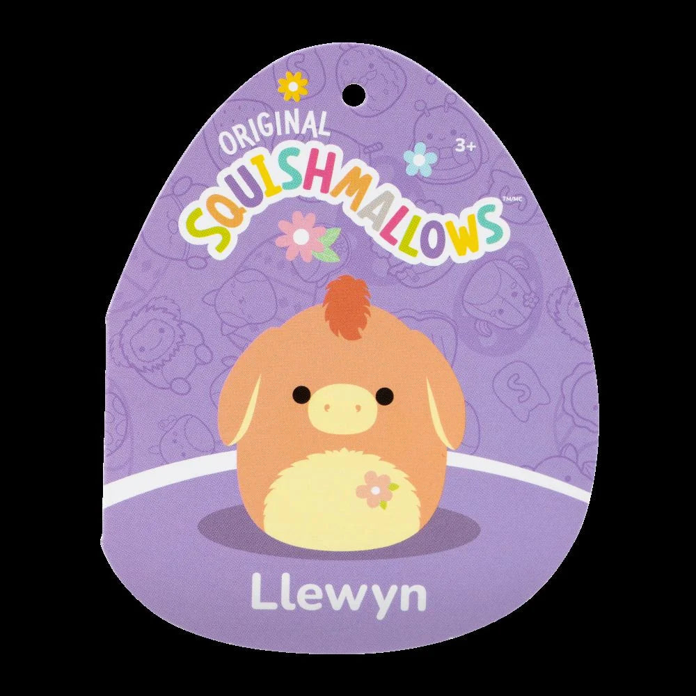Squishmallows 7.5 Inch Llewyn Peach Donkey with Fuzzy Belly