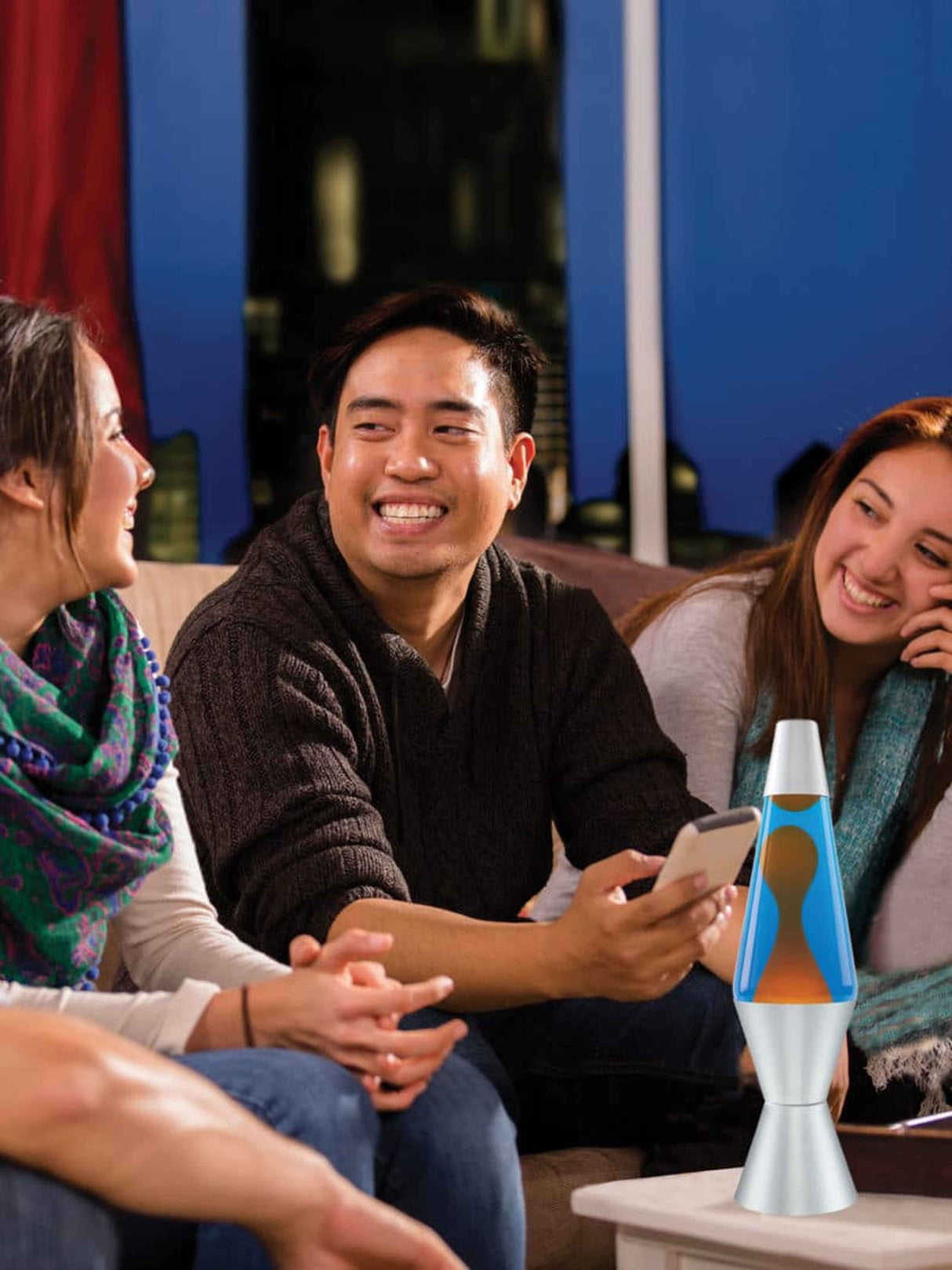 Lava Lamp Orange & Blue Aluminium Base 14.5 Inch