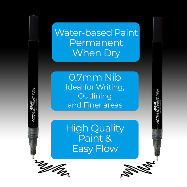 Zieler Black Acrylic Paint Pens - Extra Fine (2 Pack)