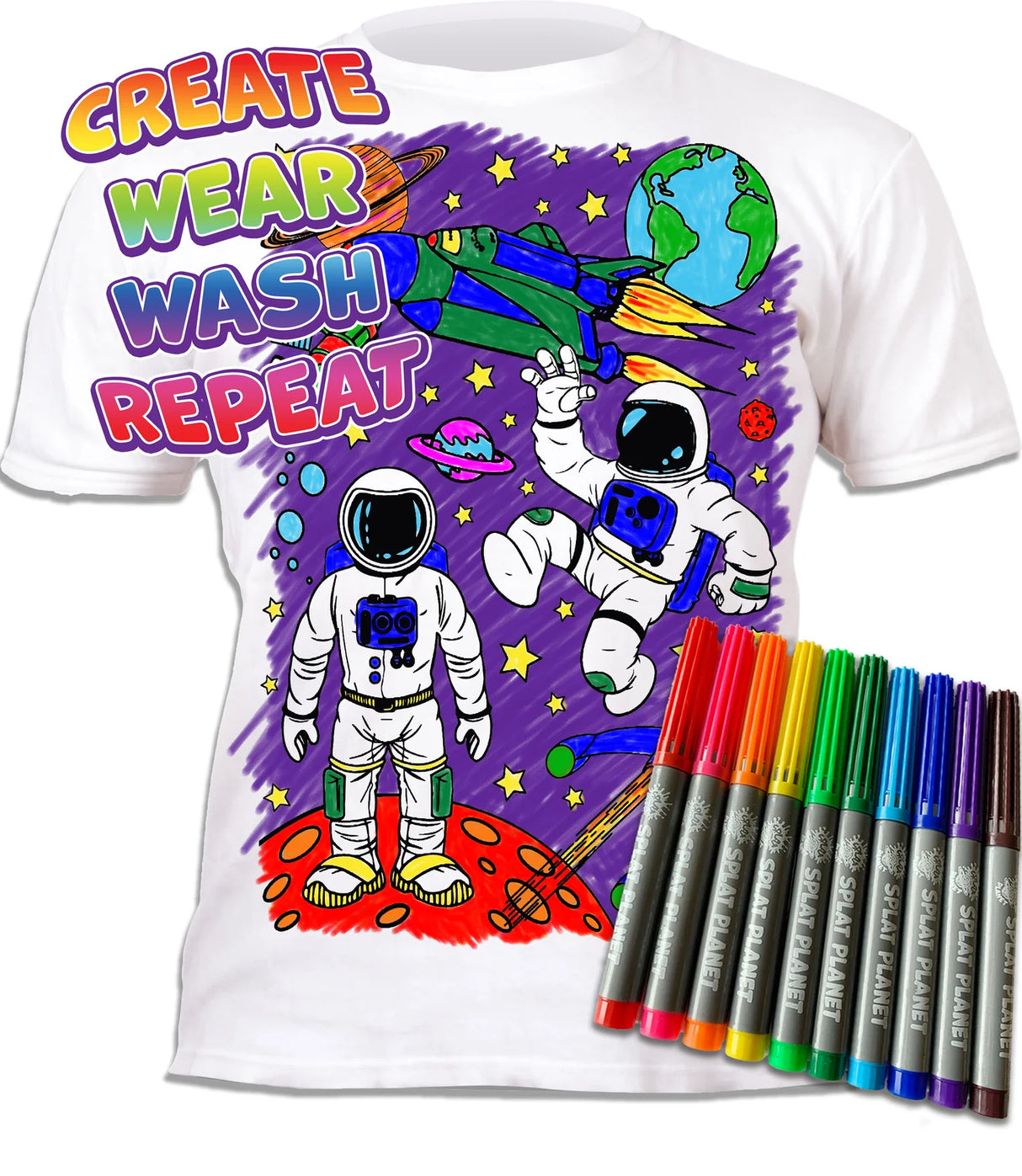 Splat Planet PYO T-Shirt: Space (Size 5-6 Years)