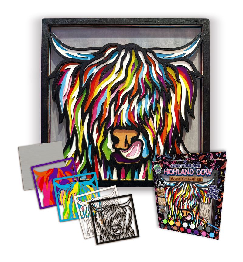 Splat Planet Wood Art Kit - Highland Cow